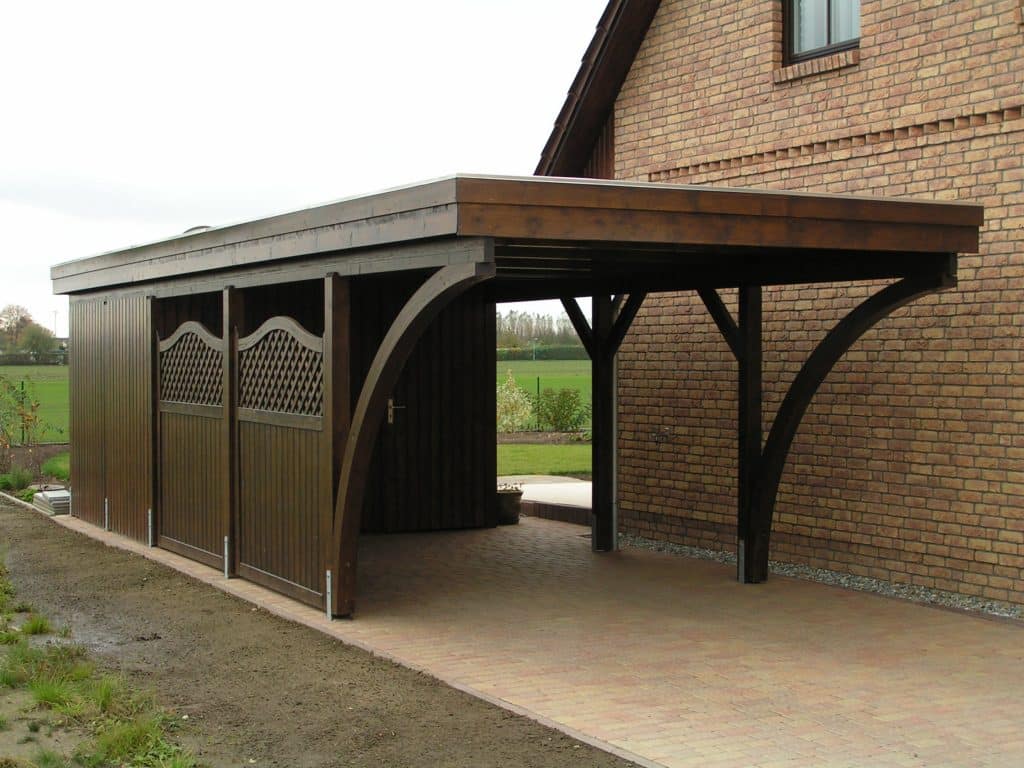 Flachdach Carport mit Geräteraum 